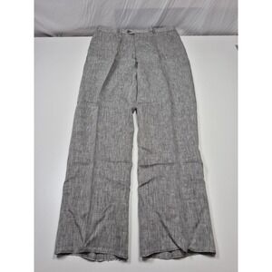 Manzini Pants Men's 42x36 Gray Linen Flat Front Herringbone Italy Lightweight